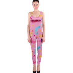 Watercolor Cats Pattern One Piece Catsuit by ExtraGoodSauce