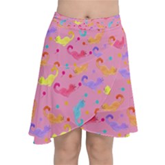 Watercolor Cats Pattern Chiffon Wrap Front Skirt by ExtraGoodSauce