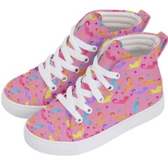 Watercolor Cats Pattern Kids  Hi-top Skate Sneakers by ExtraAwesomeSauce