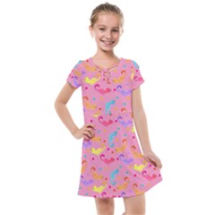 Watercolor Cats Pattern Kids  Cross Web Dress by ExtraAwesomeSauce