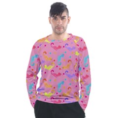 Watercolor Cats Pattern Men s Long Sleeve Raglan Tee