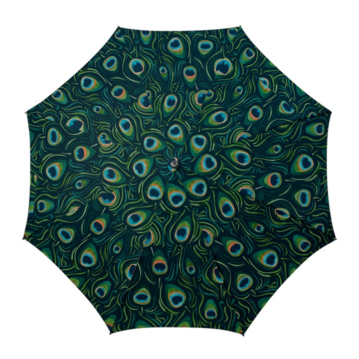 Watercolor Peacock Feather Pattern Golf Umbrellas