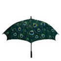 Watercolor Peacock Feather Pattern Golf Umbrellas View3