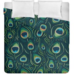 Watercolor Peacock Feather Pattern Duvet Cover Double Side (king Size) by ExtraAwesomeSauce