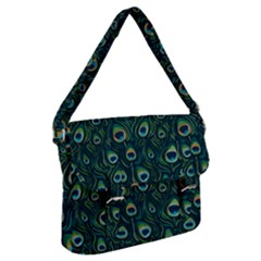 Watercolor Peacock Feather Pattern Buckle Messenger Bag by ExtraGoodSauce