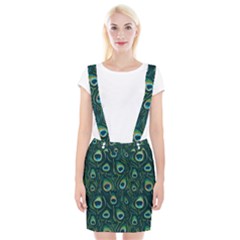 Watercolor Peacock Feather Pattern Braces Suspender Skirt by ExtraAwesomeSauce