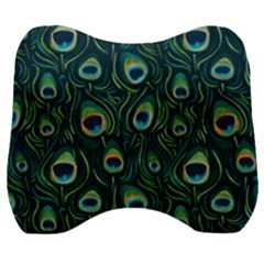 Watercolor Peacock Feather Pattern Velour Head Support Cushion by ExtraAwesomeSauce