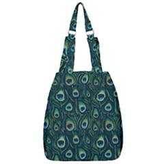 Watercolor Peacock Feather Pattern Center Zip Backpack by ExtraAwesomeSauce