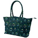 Watercolor Peacock Feather Pattern Canvas Shoulder Bag View1