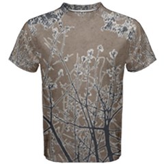 Linear Textured Botanical Motif Design Men s Cotton Tee by dflcprintsclothing