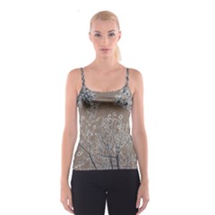 Linear Textured Botanical Motif Design Spaghetti Strap Top by dflcprintsclothing