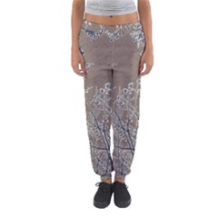 Linear Textured Botanical Motif Design Women s Jogger Sweatpants