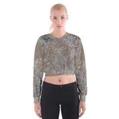 Linear Textured Botanical Motif Design Cropped Sweatshirt by dflcprintsclothing