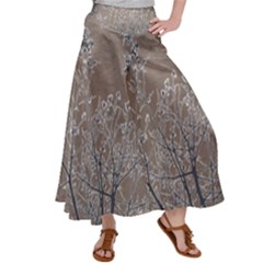 Linear Textured Botanical Motif Design Satin Palazzo Pants