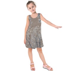 Linear Textured Botanical Motif Design Kids  Sleeveless Dress by dflcprintsclothing