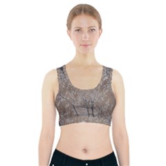 Linear Textured Botanical Motif Design Sports Bra With Pocket by dflcprintsclothing