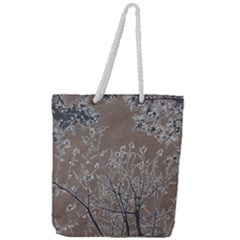 Linear Textured Botanical Motif Design Full Print Rope Handle Tote (large) by dflcprintsclothing