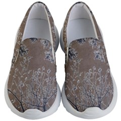 Linear Textured Botanical Motif Design Kids Lightweight Slip Ons by dflcprintsclothing