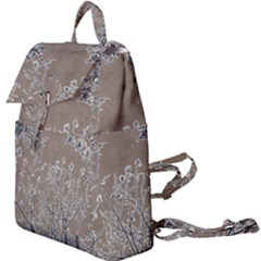 Linear Textured Botanical Motif Design Buckle Everyday Backpack