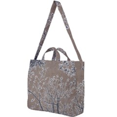 Linear Textured Botanical Motif Design Square Shoulder Tote Bag by dflcprintsclothing