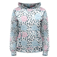 Cute Light Pink And Blue Modern Rose Pattern Women s Pullover Hoodie by Grafftimi