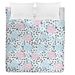 Cute Light Pink And Blue Modern Rose Pattern Duvet Cover Double Side (queen Size)