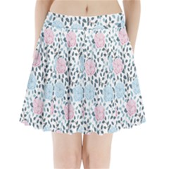 Cute Light Pink And Blue Modern Rose Pattern Pleated Mini Skirt by Grafftimi