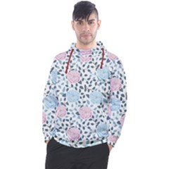 Cute Light Pink And Blue Modern Rose Pattern Men s Pullover Hoodie by Grafftimi