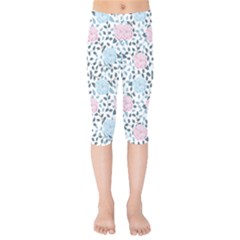 Cute Light Pink And Blue Modern Rose Pattern Kids  Capri Leggings  by Grafftimi