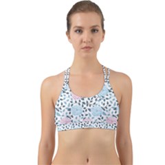 Cute Light Pink And Blue Modern Rose Pattern Back Web Sports Bra by Grafftimi