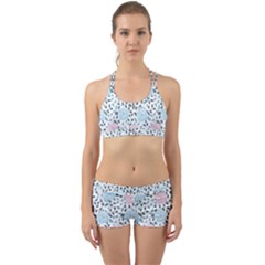 Cute Light Pink And Blue Modern Rose Pattern Back Web Gym Set by Grafftimi