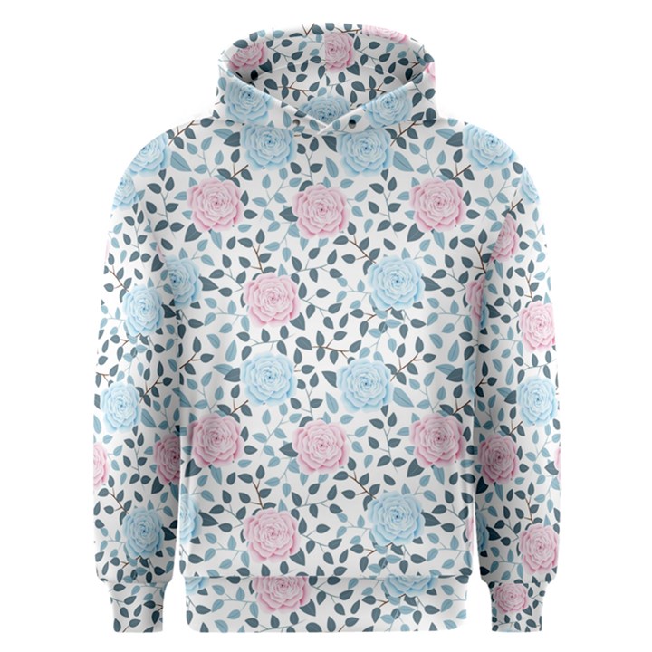 Cute Light Pink And Blue Modern Rose Pattern Men s Overhead Hoodie