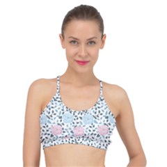 Cute Light Pink And Blue Modern Rose Pattern Basic Training Sports Bra by Grafftimi