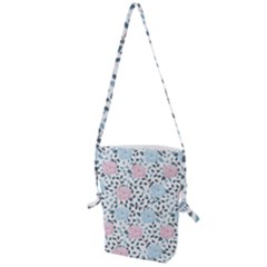 Cute Light Pink And Blue Modern Rose Pattern Folding Shoulder Bag