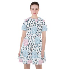 Cute Light Pink And Blue Modern Rose Pattern Sailor Dress