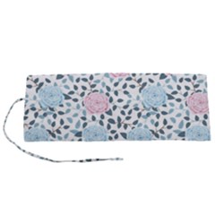 Cute Light Pink And Blue Modern Rose Pattern Roll Up Canvas Pencil Holder (s) by Grafftimi