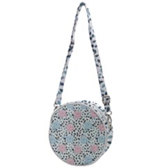 Cute Light Pink And Blue Modern Rose Pattern Crossbody Circle Bag by Grafftimi