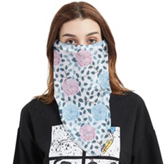 Cute Light Pink And Blue Modern Rose Pattern Face Covering Bandana (triangle) by Grafftimi