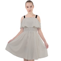 Abalone Grey Cut Out Shoulders Chiffon Dress by FashionBoulevard