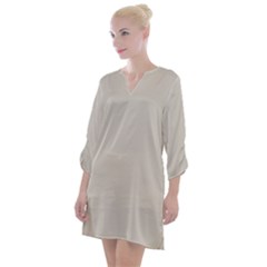 Abalone Grey Open Neck Shift Dress by FashionBoulevard