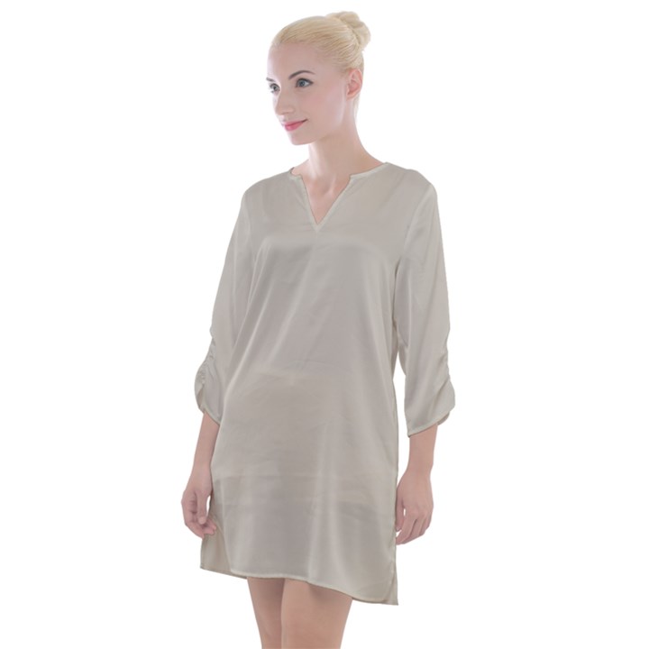 Abalone Grey Open Neck Shift Dress