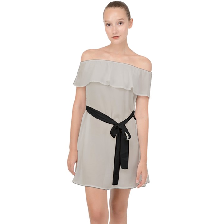 Abalone Grey Off Shoulder Chiffon Dress