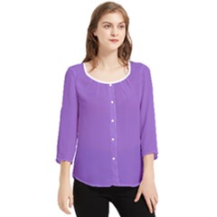 Amethyst Purple Chiffon Quarter Sleeve Blouse