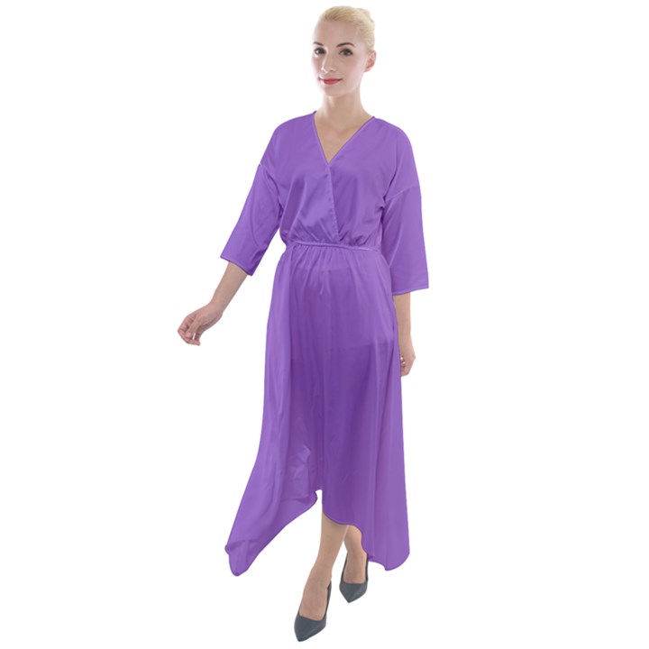 Amethyst Purple Quarter Sleeve Wrap Front Maxi Dress