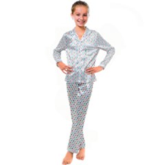 Hearts Pattern Kid s Satin Long Sleeve Pajamas Set