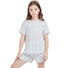 Hearts Pattern Kids  Tee And Sports Shorts Set