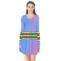 Vaporwave Hack The Planet 4 Long Sleeve V-neck Flare Dress View1