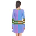 Vaporwave Hack The Planet 4 Long Sleeve V-neck Flare Dress View2