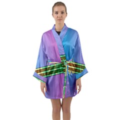 Vaporwave Hack The Planet 4 Long Sleeve Satin Kimono by WetdryvacsLair