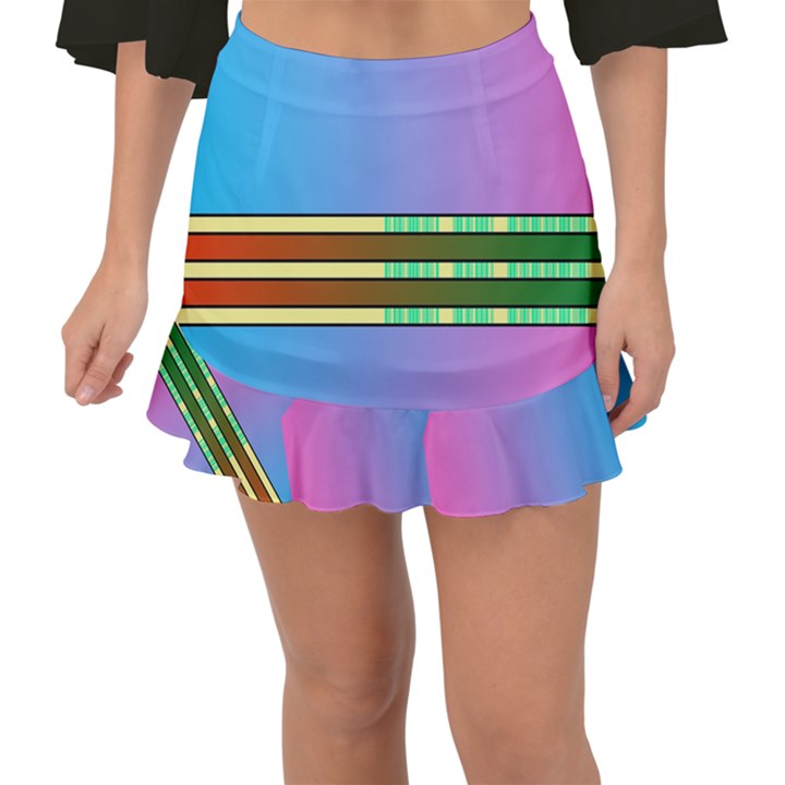 Vaporwave Hack The Planet 4 Fishtail Mini Chiffon Skirt